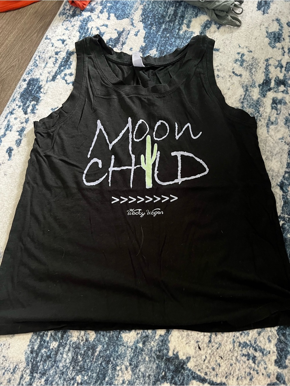 Bella Canvas Black Tank Top with Green Accent - Moon Child Graphic